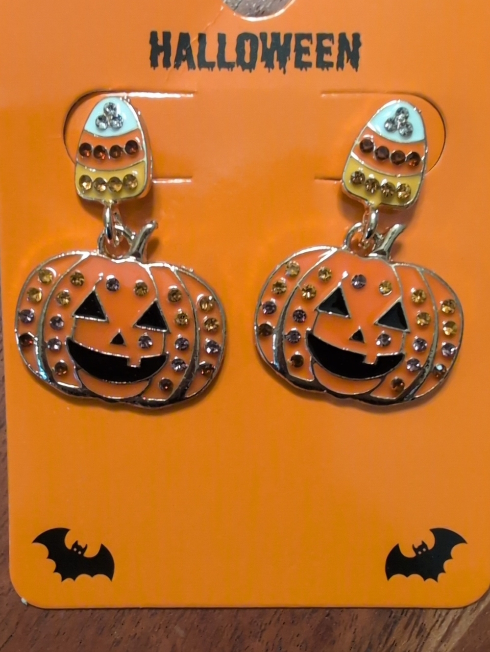 Halloween Pumpkin Dangle Earrings - Orange
